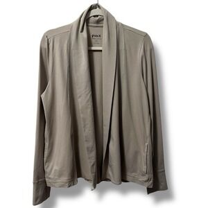 Pact  Luxe Stretch Jersey Swing Cardigan Women's M Stucco Heather Organic Cotton